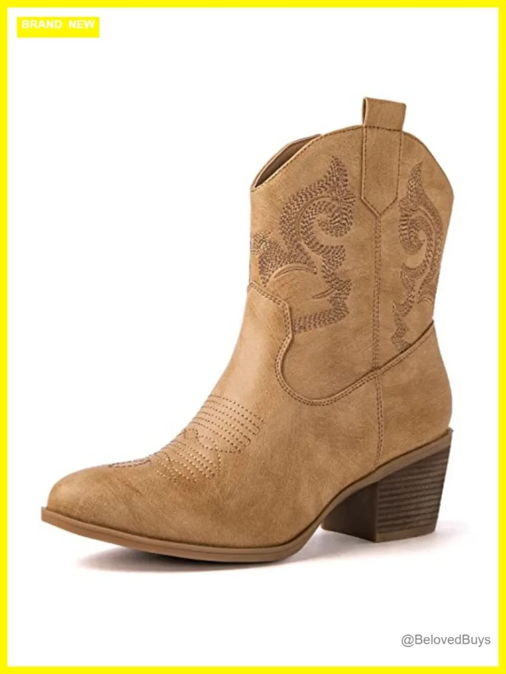 Women's Classic Round Toe Western Ankle Booties with Cushioned Insole and 2